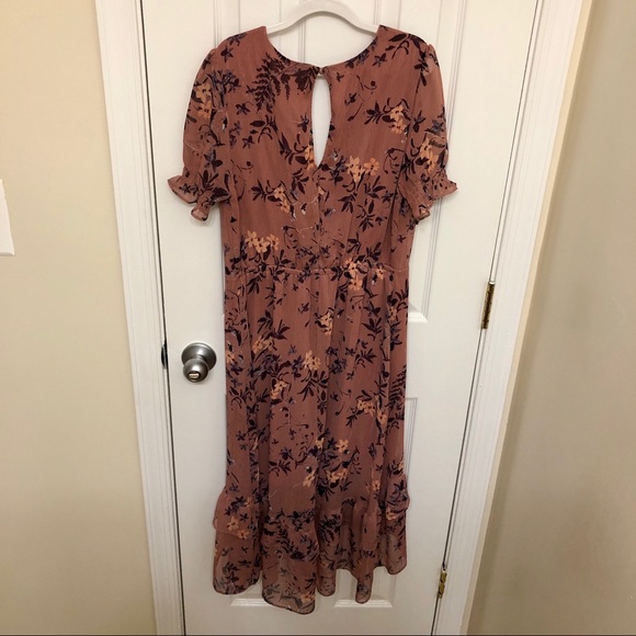EXPRESS FLORAL PRINT RUFFLE MIDI DRESS! - Picture 3 of 8